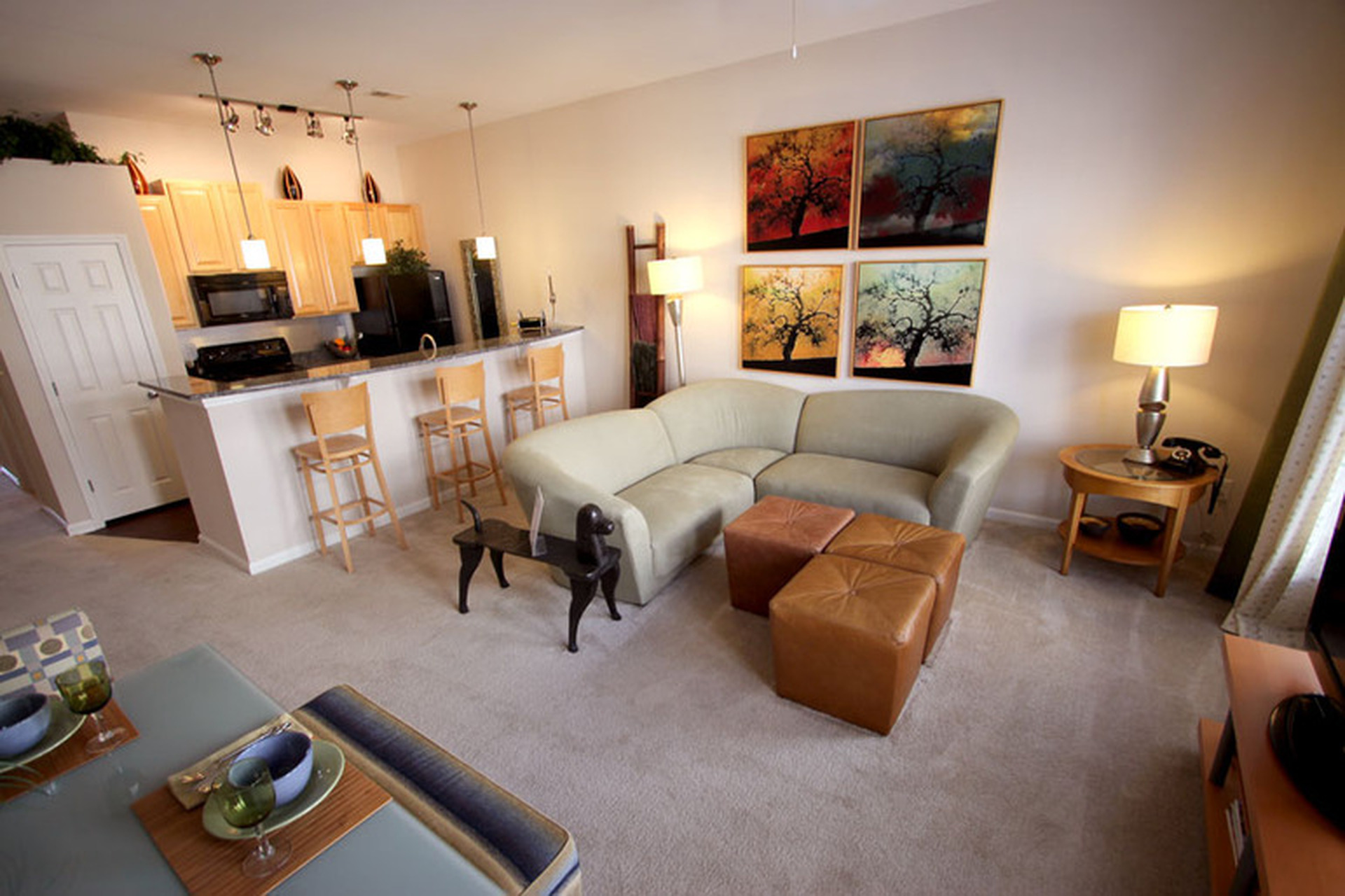Old Town on the Monon Model Apartment Living Room